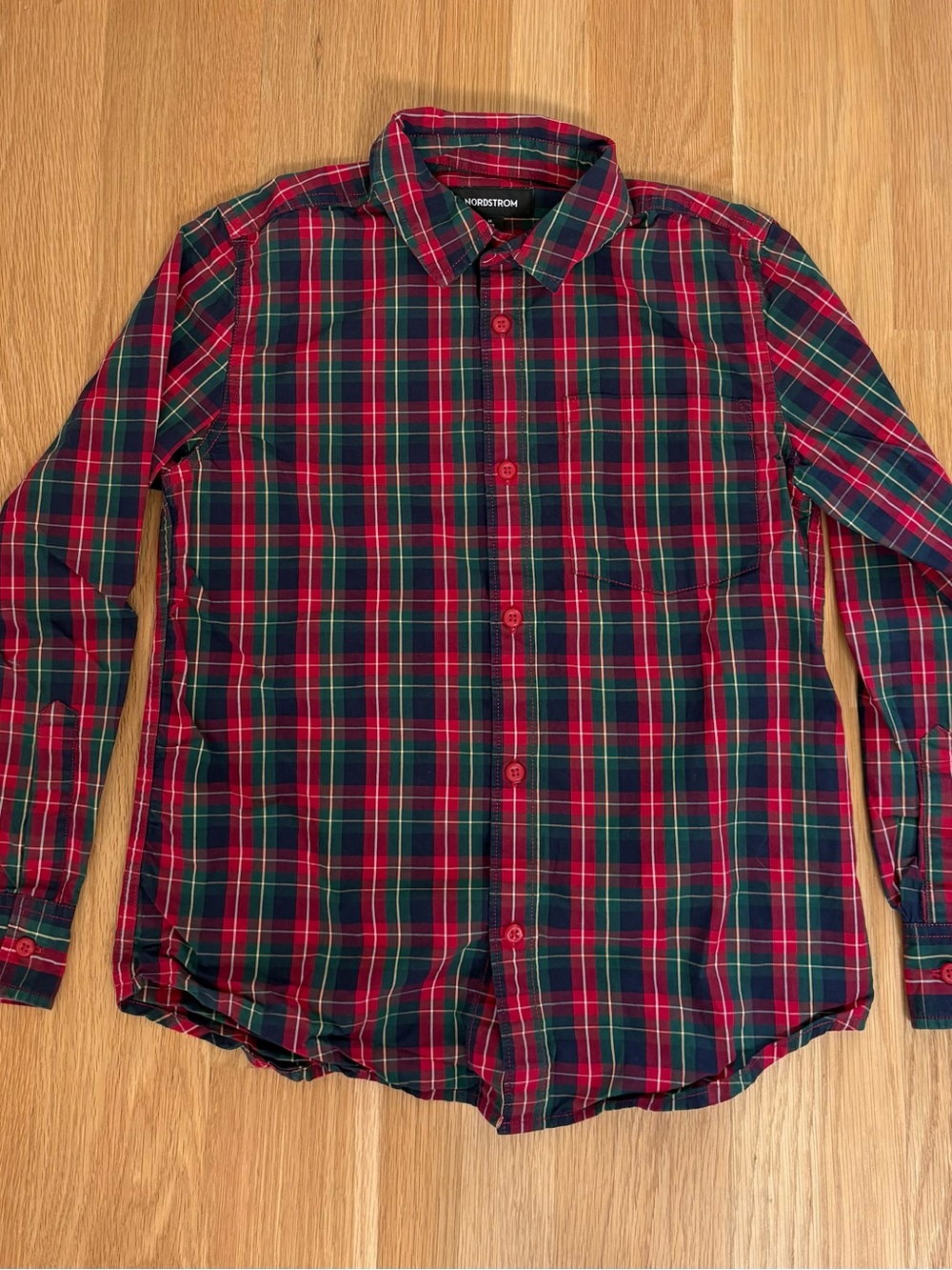 Nordstrom Kids Red, Navy & Green Plaid Button-Up Shirt